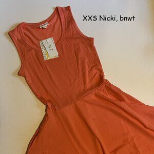 XXS Lularoe Nicki dress, bright coral pink-orange